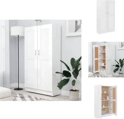Zdjęcie produktu dla vidaXL Regał na książki biały wysoki połysk 82,5x30,5x150 cm Materiał drewnopochodny - Regały i biblioteczki