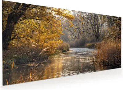 Produktbild von Küchenrückwand Spritzschutz Glas mit Motiv Herbstliches Ufer 40 x 40 cm
