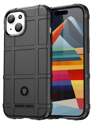 Productafbeelding van MobyDefend Hoesje - Geschikt voor iPhone 15  -  Rugged Shield TPU Backcover - Zwart
