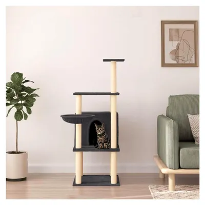 Produktbild von Kratzbaum mit Sisal-Kratzsäulen in Dunkelgrau, 132 cm, für große Katzen, stabil