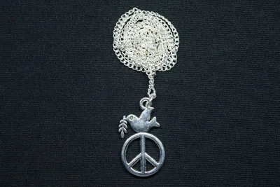 Produktbild von Friedenstaube auf Peace Zeichen Kette Miniblings 45cm Halskette Friede silber