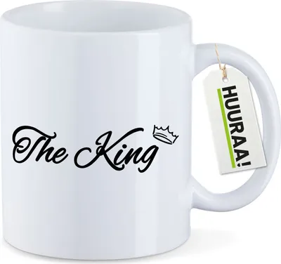 Produktbild von Huuraa Kaffeetasse The King Krone 330ml Weiß Keramik Kaffeebecher Geschenkidee