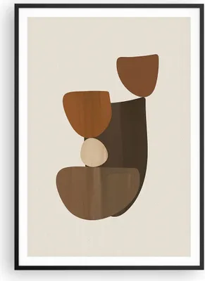 Produktbild von Gerahmtes Poster - Schwarzer Rahmen - Abstraktion Braun Minimalismus - 70x100 cm - Wand Bild - Wanddeko - Wandbilder - Wandposter - Bilderrahmen - Bilder - Kunstdruck - Wandbild - P2BPA70x100-4212