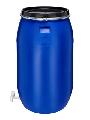 Produktbild von Garronda 220L Plastikfass Weithalsfass mit Deckel und Hahn aus HDPE für Haus&Garten GD-0091, Blau