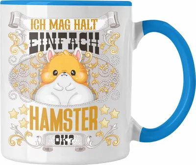 Produktbild von Trendation - Hamster Tasse Geschenk Hamster Besitzer Spruch Geschenkidee Ich Mag Halt Einfach Hamster Ok (Blau)