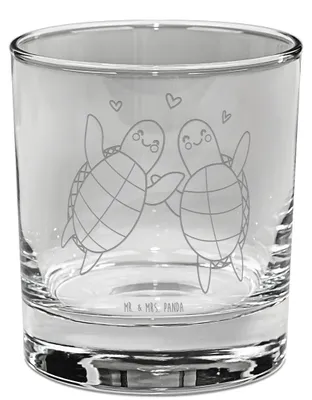 Produktbild von Mr. & Mrs. Panda Whisky Tumbler Schildkröten Paar - Transparent - Geschenk, Mitbringsel, für Freundin, Freund, Lowball Glas, Frauen, Hochzeitstag, Old Fashioned