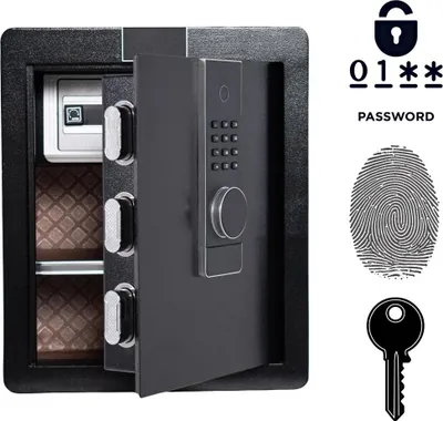 Produktbild von Gepanzerter biometrischer Haustresor mit Fingerabdruck 45x38x32 cm Schwarz