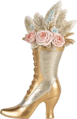 Produktbild von Clayre & Eef Dekorationsfigur Schuh 14x7x22 cm Goldfarbig Kunststoff