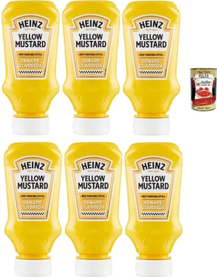 Produktbild von Heinz Yellow Mustard Senape Classica, Original amerikanischer Senf, new york deli style, 6x 240 g + Italian Gourmet polpa 400g