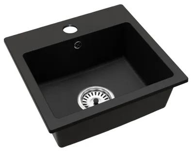 Obrázok produktu pre Kondela Granitový kuchynský drez so sifónom Donyk 44,2x41,5 cm - čierna