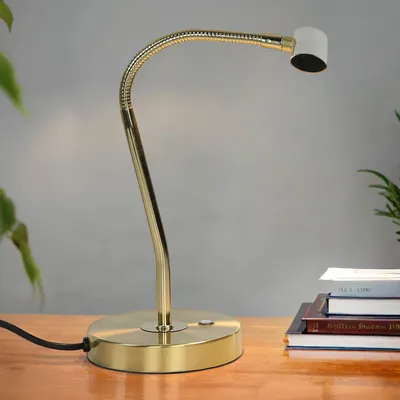 Produktbild von LED Bankerlampe Jugendstil in Messing 35 cm hoch Metall Schreibtischlampe Löavierleuchte