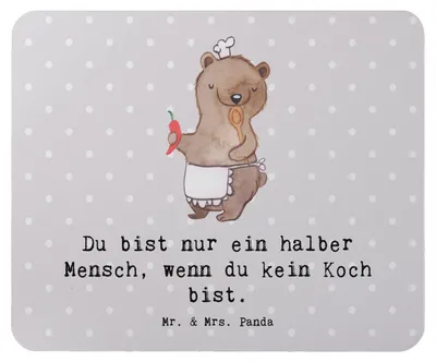 Produktbild von Mr. & Mrs. Panda Mouse Pad Koch Herz - Grau Pastell - Geschenk, Chefkoch, pc mauspad, Restaurant, Mousepad, computer, Küchenmeister, mousematte