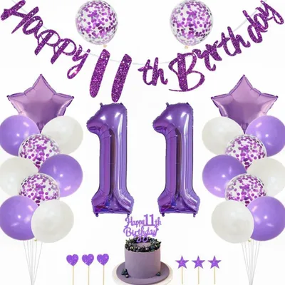 Imagen del producto de Kit de decoración para cumpleaños, globo de aluminio con el número 11, 81 cm, globos de látex, ideal para fiestas de cumpleaños infantiles