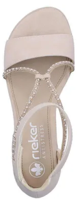 Produktbild von Rieker Damen Sandale Sandalette Strass Metallic Blockabsatz 64654, Größe:41 EU, Farbe:Rosa