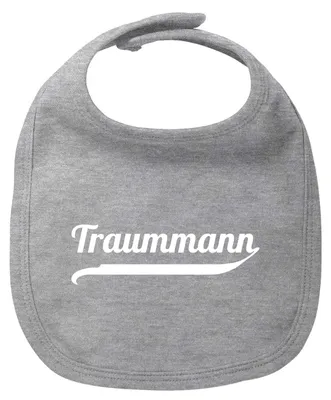 Produktbild von Huuraa Baby Lätzchen Traummann Schriftzug Heather Grey Klettverschluss  Baumwolle Latz Geschenkidee