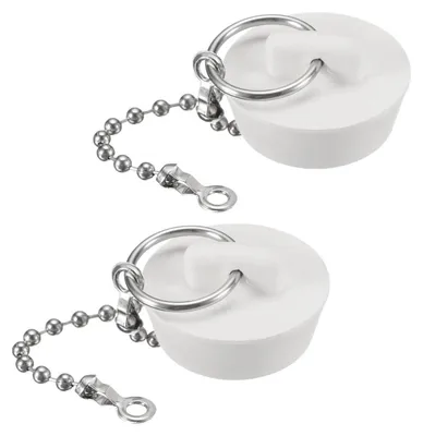 Zdjęcie produktu dla Zatyczki odpływowe, 2 sztuki, guma, białe, średnica 29 mm, do wanien i umywalek, rozmiar 1-1/8"