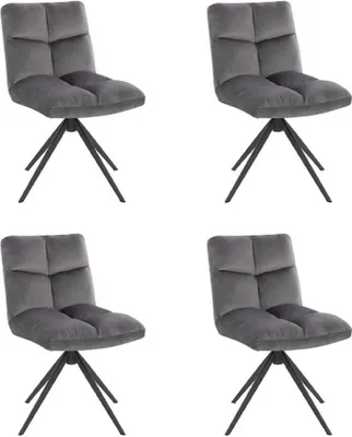 Image de HOME DELUXE - Chaise de salle à manger NODA, lot de 4 - Couleur : gris clair - Pivotante à 360 degrés, rembourrage moelleux, supporte jusqu'à 120 kg I Chaise de cuisine, chaise de salle à manger, chaise de salle à manger