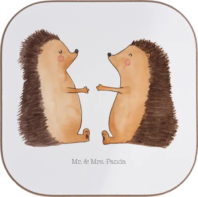 Produktbild von Mr. & Mrs. Panda Untersetzer für Gläser Igel Liebe - Weiß - Geschenk, Hochzeitstag, Freundin, Tassen, gläseruntersetzer, Verliebt, Coaster, Tischuntersetzer