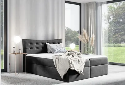 Produktbild von Polsterbett HILA – 140 x 200 cm, grau + GRATIS Matratzenauflage