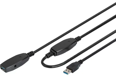 Produktbild von Digitus Aktives USB 3.0 Verlängerungskabel, 15 m, 15 m, USB A, USB A, USB 3.2 Gen 1 (3.1 Gen 1), 5 Gbit/s, Schwarz