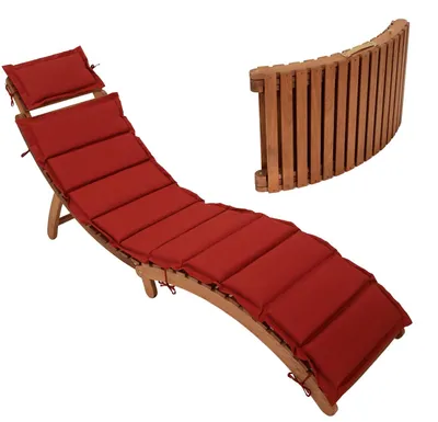 Produktbild von Ergonomische Gartenliege, Sonnenliege Akazie mit Polsterauflage