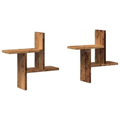 Image de Étagères murales 2 pcs vieux bois 38x12x38 cm bois d'ingénierie