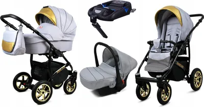 Obrázek produktu pro BabyLux® Gold Lux | Kocárek 4v1 Set | Stríbrná | Kombi set pro kocárek | Isofix-B