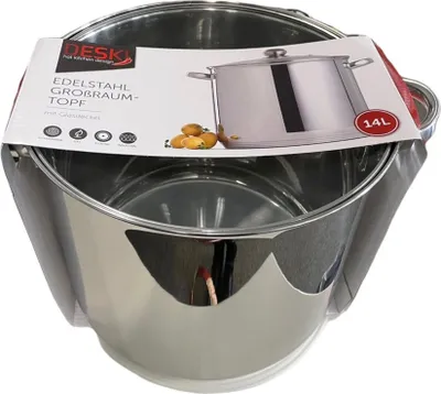 Obrázek produktu pro DESKI velký nerezový hrnec 14 litrů se skleněnou poklicí Hrnec na vaření