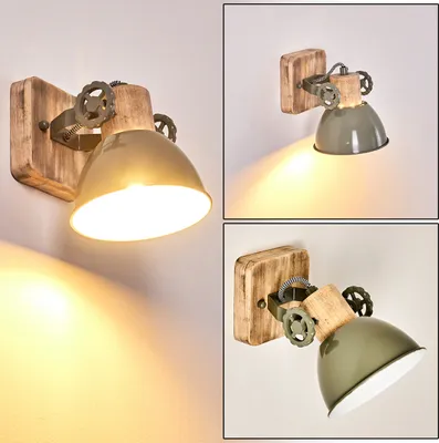 Produktbild von Cotes »Cotes« verstellbare Wandlampe aus Metall/Holz in Grün/Weiß/Braun