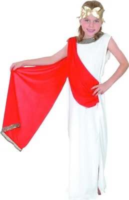 Immagine prodotto di Costume da dea romana per bambini antico bianco-rosso-oro - 122/134 (7-9 anni)
