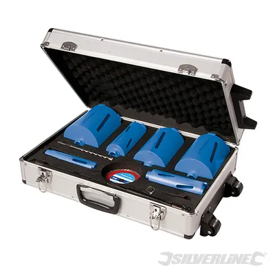 Produktbild von Silverline 427650 Set mit 6 Diamantbohrern und Zubehör, 12-tlg