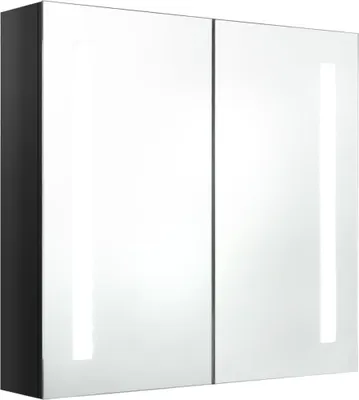 Obrázok produktu pre vidaXL LED zrkadlová skrinka do kúpeľne lesklá čierna 62x14x60 cm