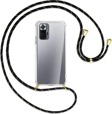 Produktbild von Handykette Backcover-Schutzhülle mit Band (Metall goldfarben) für Xiaomi Redmi Note 10 Pro / Pro Max - schwarz/gold