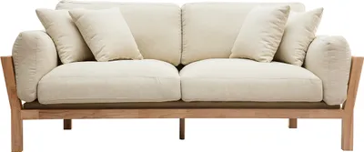 Produktbild von Miliboo - Design-Sofa 3 Plätze Cremeweiß Holzbeine KYO