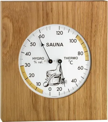 Obrázek produktu pro TFA - Analoges Sauna-Thermo-Hygrometer mit Eichenrahmen 40.1051.01 - natur