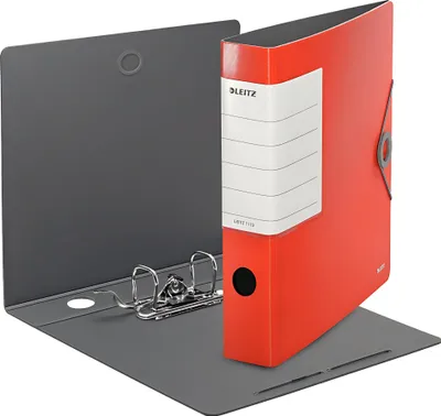 Produktbild von Leitz Qualitäts-Ordner 180° Solid, A4, Schmal, Hellrot, 6,2 cm Rückenbreite, Gummibandverschluss, Robustes Polyfoam, extra breites, austauschbares Rüc