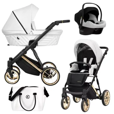 Produktbild von Kinderwagen Kunert Ivento Premium 3in1 - goldene Rahmenfarbe - Farbe: Weißperlmutt