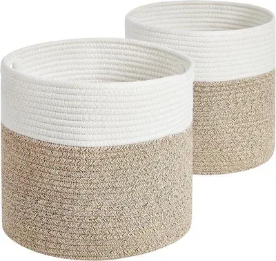 Produktbild von Kleiderschrankset aus Baumwolle - 2-teilig - für Kinderzimmer und Wohnzimmer - 28 x 28 cm - weiß/braun