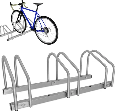 Image de Supports à vélos pour 2-6 vélos, supports à vélos debout, largeur de pneus 35-55 mm Supports multiples, argent - 3 vélos