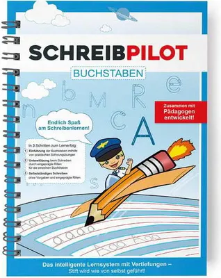 Produktbild von SCHREIBPILOT Schreiblernheft für ABC-Schützen mit vorgeprägten Buchstaben zum Erlernen der Schreibschrift Lernsystem mit Bleistift/Radiergummi DIN-A4