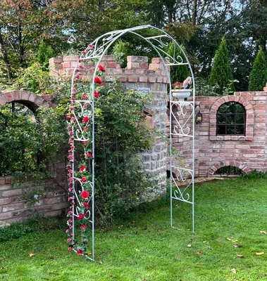 Produktbild von DanDiBo Rosenbogen Verzinkt Massiv 120 cm Torbogen 96521 Wetterfest Rundbogen Volleisen Rankhilfe Gartenbogen Feuerverzinkt