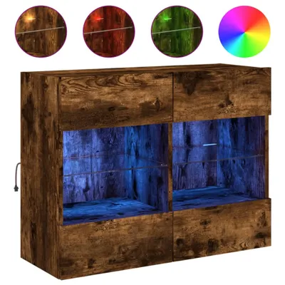 Produktbild von vidaXL TV-Wandschrank mit LED-Leuchten Räuchereiche 78,5x30x60,5 cm