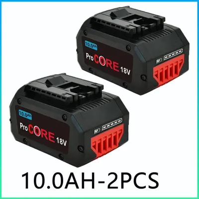 Image de Batterie 18V pour outils électriques - Batterie de remplacement Li-Ion - Haute capacité de 10,0 Ah - Compatible avec les modèles BAT609, BAT618, GBA18V80 - Lot de 2 pièces