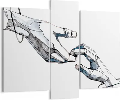 Produktbild von Bild auf Leinwand - Leinwandbild - 3 Teile - Surrealismus Hände Hilfe - 95x80cm - Wand Bild - Wanddeko - Wandbilder - Leinwanddruck - Bilder - Wanddekoration - Leinwand bilder - CB95x80-4438