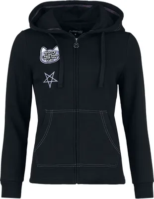 Produktbild von Gothicana by EMP Damen schwarze Kapuzenjacke mit aufgenähtem Katzenpatch S