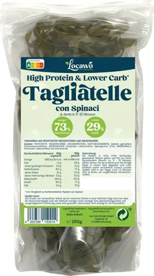 Produktbild von Locawo High Protein Low Carb Tagliatelle con Spinaci | Bandnudeln | Pasta | Nudeln 200g