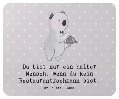 Produktbild von Mr. & Mrs. Panda Mouse Pad Restaurantfachmann Herz - Grau Pastell - Geschenk, Mousepad, laptop, pc mausunterlage, Mauspad
