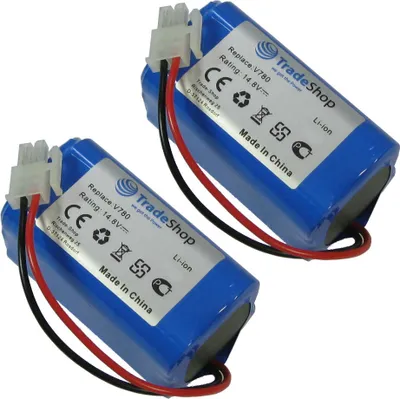 Produktbild von 2x Trade-Shop Akku 14,8V 2600mAh kompatibel mit Ecovacs Deebot CEN660 DL33 DL35 V780 CR120 X500 X580 KK8, Silvercrest SSRA1 305857 UR18650ZT-4S1P-AAF