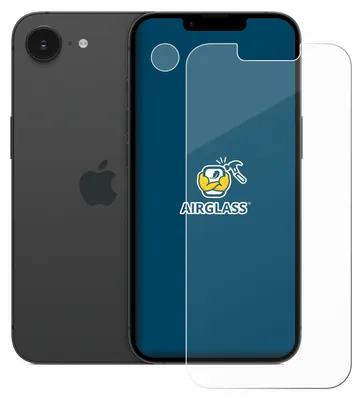 A smartphone and a screen protector are shown side-by-side.