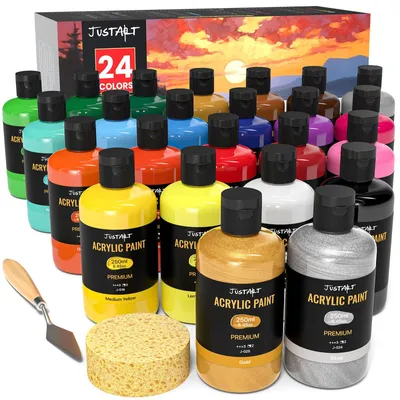 Acrylfarbe-Set, 24 Farben à 250 ml, ungiftig, hohe Viskosität